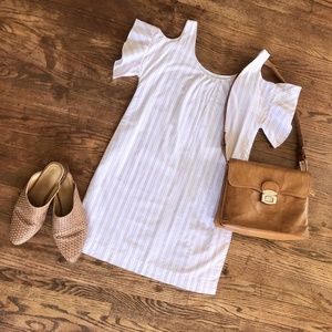 Madewell Rose Striped Cold Shoulder Shift Dress